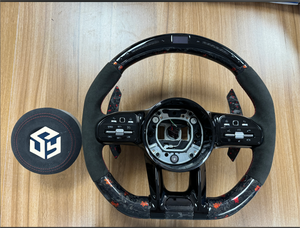 Volante de Fibra de Carbono para <span class=keywords><strong>Mercedes</strong></span> <span class=keywords><strong>Benz</strong></span> C200 <span class=keywords><strong>C300</strong></span> E200 E300 GLC CLS, Cuero Perforado Personalizado, <span class=keywords><strong>Precio</strong></span> al por Mayor - Product Image 2