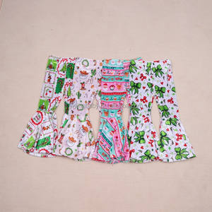 Pantaloni svasati invernali Casual personalizzati per bambine pantaloni per bambini con stampa natalizia <span class=keywords><strong>Leggings</strong></span> con fondo a campana in <span class=keywords><strong>velluto</strong></span> all'ingrosso - Product Image 2