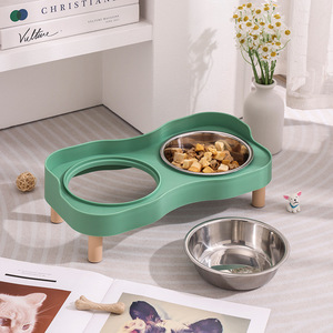 Stainless Steel Double Bowl Anti Tipping Pet <b>Feeder</b> For <b>Cats</b> And Dogs With Neck Protection Integrated Food And Water Dish - Product Image 4