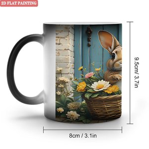 Taza de Té Negra Esmerilada de 11 oz, Taza de Cerámica Sensible al Calor para Beber en la Oficina - Product Image 1