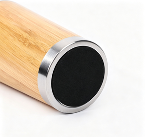 450ml Eco Friendly <b>Bamboo</b> Travel <b>Coffee</b> Mug Double Wall Vacuum Insulated Stainless Steel Tumbler With Leakproof Lid Custom Logo - Product Image 3