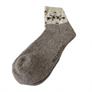 Wholesale Taupe Reindeer Crew <b>Socks</b> 100% Mongolian Sheep Wool Knitted <b>Winter</b> Warm Thick Christmas <b>Socks</b> for Women - Product Image 2