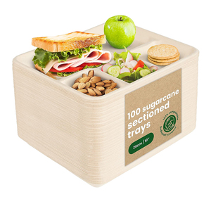 Plateau de service compostable en bagasse de canne à sucre à 5 compartiments, écologique, vente en gros pour la restauration événementielle - Product Image 4