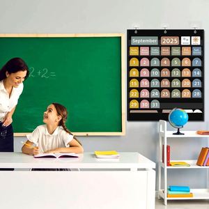 Calendario de Bolsillo Grande Estilo Boho con 96 Tarjetas para el Aula, Calendario Mensual Negro y Tabla de Clima para el Aprendizaje de los Niños - Product Image 6