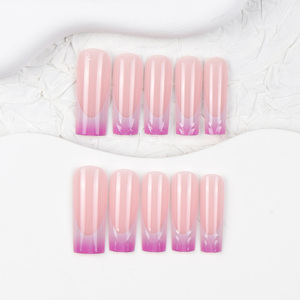 24 <span class=keywords><strong>Uñas</strong></span> Postizas Francesas <span class=keywords><strong>en</strong></span> Degradado Rosa y Morado, Diseño Simple y Moderno, <span class=keywords><strong>Relieve</strong></span> <span class=keywords><strong>3D</strong></span>, Patrón de Tubería de Agua, <span class=keywords><strong>Uñas</strong></span> de Presión ABS - Product Image 2