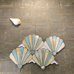 Mosaico de vidrieras de madreperla moderno, decoración de <span class=keywords><strong>pared</strong></span> Interior colorida, solución de diseño gráfico de 4mm de espesor - Product Image 1