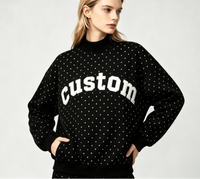 Sweat-shirt à col montant unisexe surdimensionné à manches longues en coton 100% avec broderie 3D personnalisée Sororité Grecque, style Preppy décontracté pour l'automne