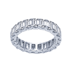 Joyería Fina de Envío Inmediato, Anillo de Eternidad de Lujo en Oro Blanco de 14K con Diamante de Laboratorio Corte Esmeralda HPHT de 2x3mm para Compromiso y Boda - Product Image 1