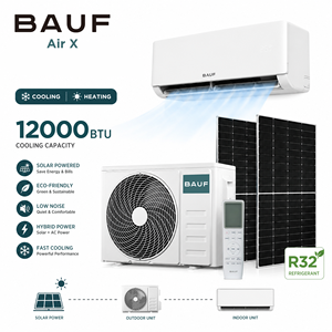เครื่องปรับอากาศแบบแยกส่วนไฮบริดพลังงานแสงอาทิตย์ Bauf 12000 บีทียู ใช้สารทำความเย็น R32 50 เฮิรตซ์ ระบบออฟกริด เหมาะสำหรับพื้นที่แสงแดดจัด ประหยัดพลังงานระดับ A+++ รุ่น Ax35-1srp Ax35-wsp - Product Image 1