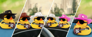 Vente Flash : Décorations de tableau de bord de voiture en forme de canard en caoutchouc avec guitare, pour canards cow-boy stylés avec chapeau, collier et lunettes de soleil - Product Image 6
