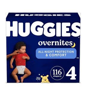 Lot de 3 couches Huggies de nuit douces et confortables pour bébés de 16 à 28 lb Couches Huggies pour enfants 132 pièces - Product Image 1