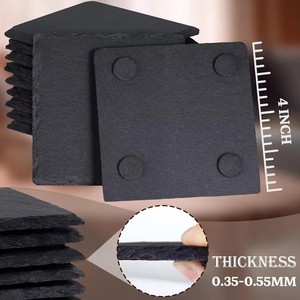 Nhà máy trực tiếp Đen Non-Slip khắc laser uống <span class=keywords><strong>Slate</strong></span> số lượng lớn đế lót ly Set chủ vuông Vòng <span class=keywords><strong>Slate</strong></span> đế lót ly với kim loại chủ - Product Image 3