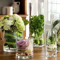 Clear Flower Glass Vase, Tall Cylinder, Nordic Wedding