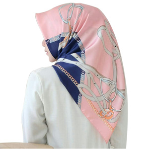 2022 New Southeast Asia Muslim <strong>Hijab</strong> 90cm Large <strong>Square</strong> Satin Printed Silk Scarf Hijabs Muslim Women - Product Image 4