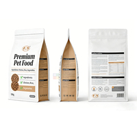 Sachet alimentaire pour animaux de compagnie à fond plat, imprimé en héliogravure personnalisé, à huit soudures latérales, recyclable, pour aliments pour chiens, chats et litière
