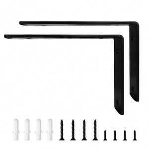 ชั้นวางของติดผนังโลหะสีดำแบบหนา WEKIS พร้อมขายึดรูปตัว L แบบเหล็กสไตล์ Rustic รับน้ำหนักได้ 150 ปอนด์ เคลือบด้วยผงสี สำหรับประกอบเอง - Product Image 2