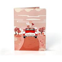 Carte de vœux 3D pop-up en papier, motif voiture rouge et chiens, pour la Saint-Valentin et anniversaire, pour elle et lui, impression numérique 4 couleurs, pelliculage brillant