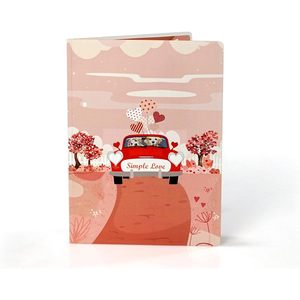 3D Pop-Up Love Card Red Car Dogs Valentine's Day Anniversary Greeting Card for Her Him 4 Color Digital Printing Gloss Lamination - Product Image 4
