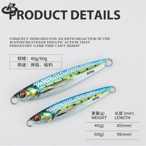 Jigging <span class=keywords><strong>Pro</strong></span> 40g 60g Leurre de pêche à pas lent en métal pour eau salée - Product Image 5