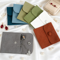 Pochette à collier en velours imprimée avec logo personnalisé, pochette à bijoux en faux daim avec fermeture à boucle, pochette de présentation pour le rangement des bijoux
