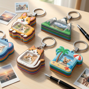 Llavero Personalizado con Foto Digital, Forma de Animal de Dibujos Animados, Plástico Multicapa, Souvenir Ligero con Diseño Irregular - Product Image 3