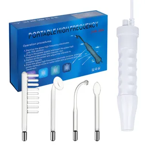 Máquina de solda facial portátil, alta frequência, tratamento de ozônio, varinha, máquina facial de alta frequência com 4 varinhas