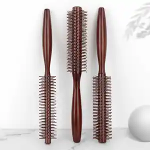 Escova de cabelo de madeira para cabeleireiro, escova profissional de cerdas de javali, salão de cabeleireiro, barbeiro, novidade de 2024