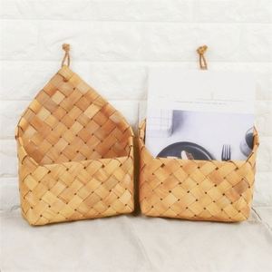 Набор из 3 больших плетеных корзин из ротанга и водного гиацинта с металлическими ручками, современный дизайн - Product Image 3