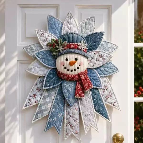 Multicolor Patchwork Bow-Snowman