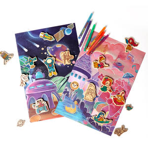 สมุดระบายสีแม่เหล็กไม้สำหรับเด็กอายุ 3-6 ปี ชุดวาดภาพ DIY พร้อมปากกาเรืองแสงและสติกเกอร์ ของเล่นสำหรับเด็กทั้งชายและหญิง - Product Image 1
