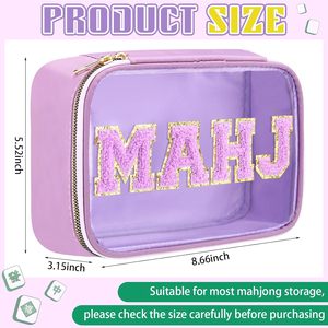 Sac de rangement vide pour tuiles de Mahjong, violet américain, en PVC transparent, étanche, avec fermeture éclair, taille 166, pour tuiles de Mahjong - Product Image 3