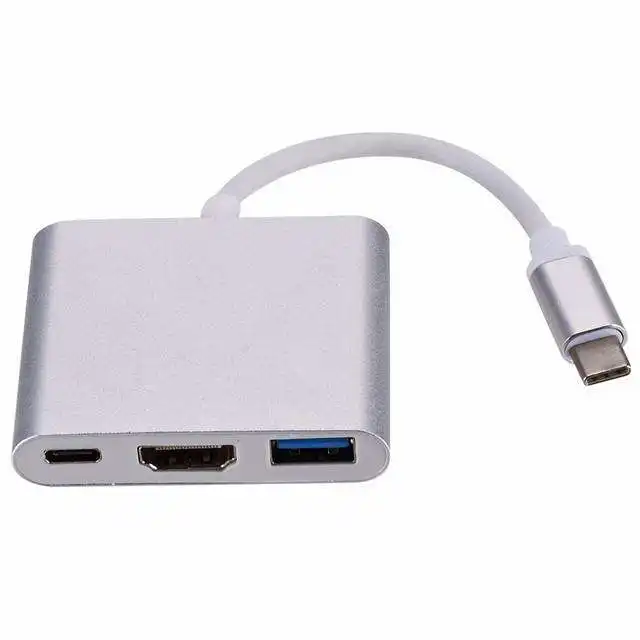 Aluminium 3 in 1 usb type c to High Definition Multimedia Interface High quality for Mac Book Pro --Silver
