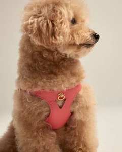 小型犬のお散歩に最適 快適な着け心地のパーソナライズ ピンクPUレザー製ドッグハーネス XS～XLサイズ - Product Image 5