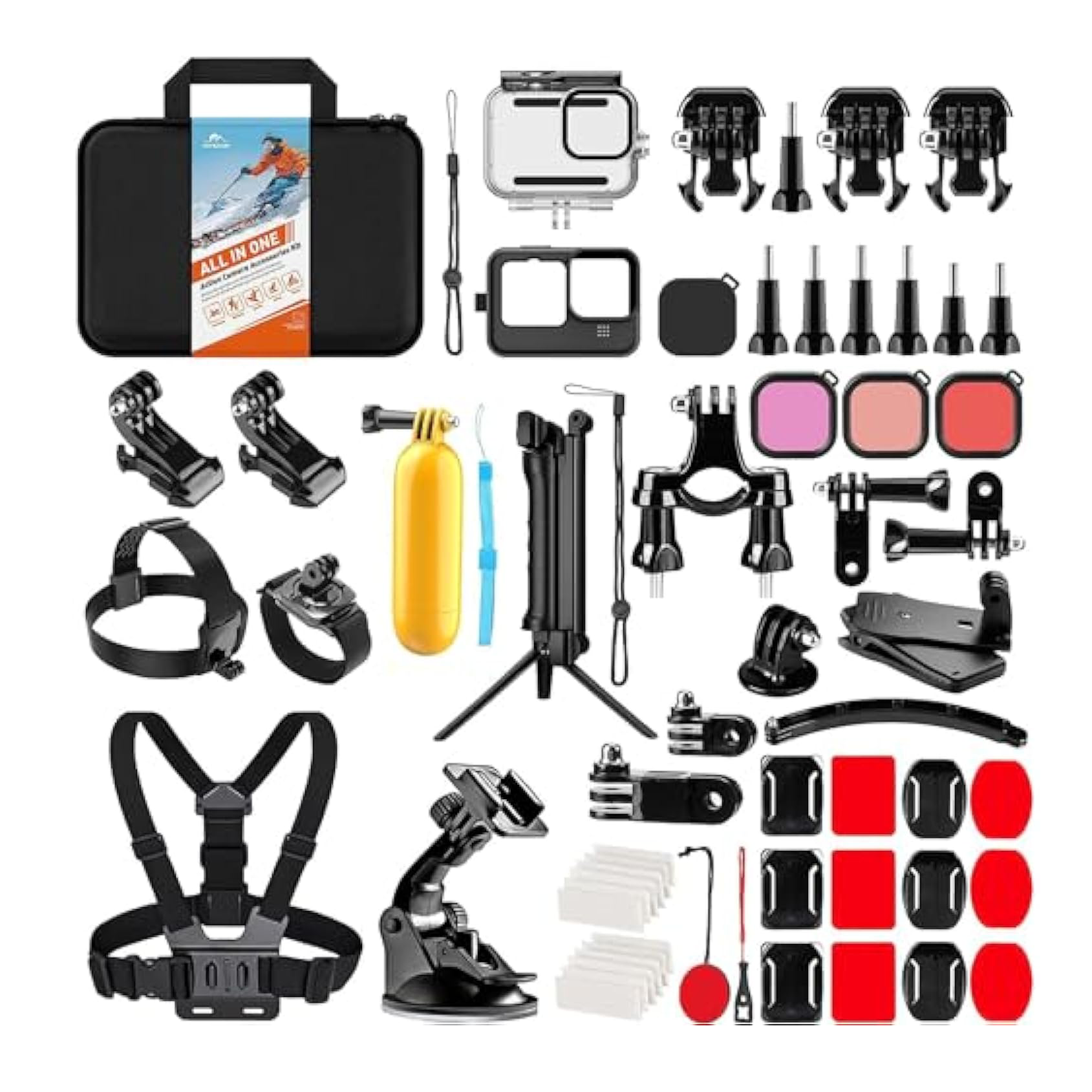 HONGDAK Action Camera Accessory Kit for Go Pro Hero 13 12 11 10 Accessories for DJI OSMO Insta360 Accessories Set 61 in 1