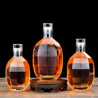 Bouteille de Luxe Transparente pour Vin de Fruits, Spiritueux, Whisky, Liqueur, Boissons, 250ml, 375ml, 500ml, avec Couvercle en Verre