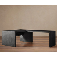 Table d'angle moderne en chêne noir avec poignées en laiton pour bureau en L et mobilier d'intérieur de bureau d'étude