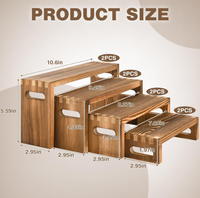 Set Meja Dessert Kayu Ramah Lingkungan 4-Pcs Warna Cokelat Rustic untuk Pameran Cupcake