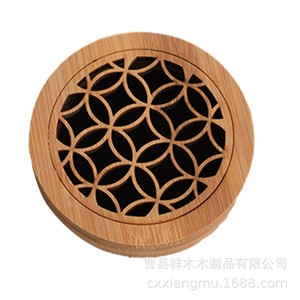 Bamboo Incense Box Round 9cm Engraved Hand Made For <b>Home</b> Use - Product Image 5