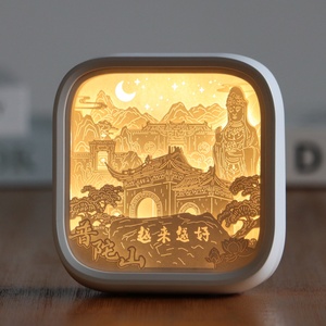 Decoración para el Hogar, <span class=keywords><strong>Manualidades</strong></span> de <span class=keywords><strong>Papel</strong></span>, Lámpara LED con Grabado, Caja de Regalo Personalizada, Luz Nocturna LED USB Festiva - Product Image 2