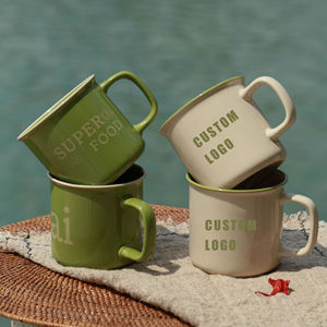 Mug à eau et à café en céramique de style classique de luxe avec logo personnalisé pour le camping en plein air avec cuillère, qualité garantie à 100% pour la rentrée scolaire - Product Image 2