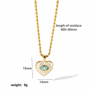 Collier pendentif œil porte-bonheur plaqué or 18 carats en forme de cœur avec zircon pour femme, bijou cadeau - Product Image 4