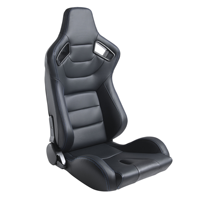 Asientos de Carreras Completamente Negros de Cuero PVC con Costuras Azules, Respaldo de Fibra de Carbono y Poliuretano con Rieles