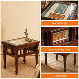 Traditional Wooden <b>Side</b> <b>Table</b> with <b>Glass</b> Top Hand Carved Legs Solid Wood End <b>Table</b> for Living Room Bedroom Home Furniture - Product Image 6