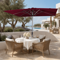 Parasol de terrasse à vérin hydraulique, avec moyeu central renforcé et mât principal en aluminium massif épais, pour jardin et loisirs