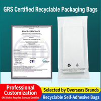 Sacs en plastique recyclé certifiés GRS en gros, sacs en LDPE PCR auto-scellants transparents avec impression personnalisée pour accessoires électroniques 3C
