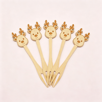 Ecologische bamboe fruitprikkers, wegwerpbaar, cartoon-cocktailspiesjes voor feestjes, desserts en hapjes, met FSC ISO-certificering.