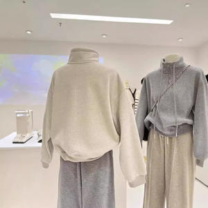 Blusa Feminina de Manga Longa com Gola Botão Estilo Hong Kong, Meio Zíper, Primavera e Outono, Estilo Coreano - Product Image 5