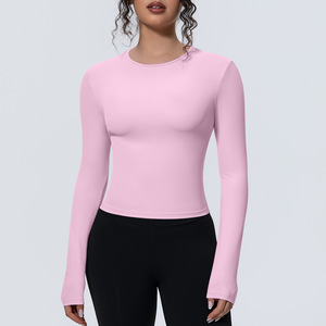 Haut de compression à manches longues pour <span class=keywords><strong>femme</strong></span>, idéal pour l'entraînement, sous-vêtement athlétique, haut décontracté pour sortir, <span class=keywords><strong>t</strong></span>-<span class=keywords><strong>shirt</strong></span> basique doux et ajusté pour l'automne - Product Image 4