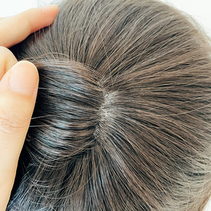 100% Indian Male Human <strong>Hair</strong> Patch Natural Black Cheap Durable Machine Made Top Silk Full Lace Base <strong>Men</strong> Toupee for Bald Head - Product Image 5