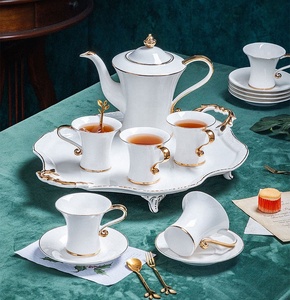 Service à café en céramique <span class=keywords><strong>anglaise</strong></span>, pochette élégante de style européen, en céramique, <span class=keywords><strong>grande</strong></span> capacité, pipette avec poignée dorée, vente en gros, - Product Image 2